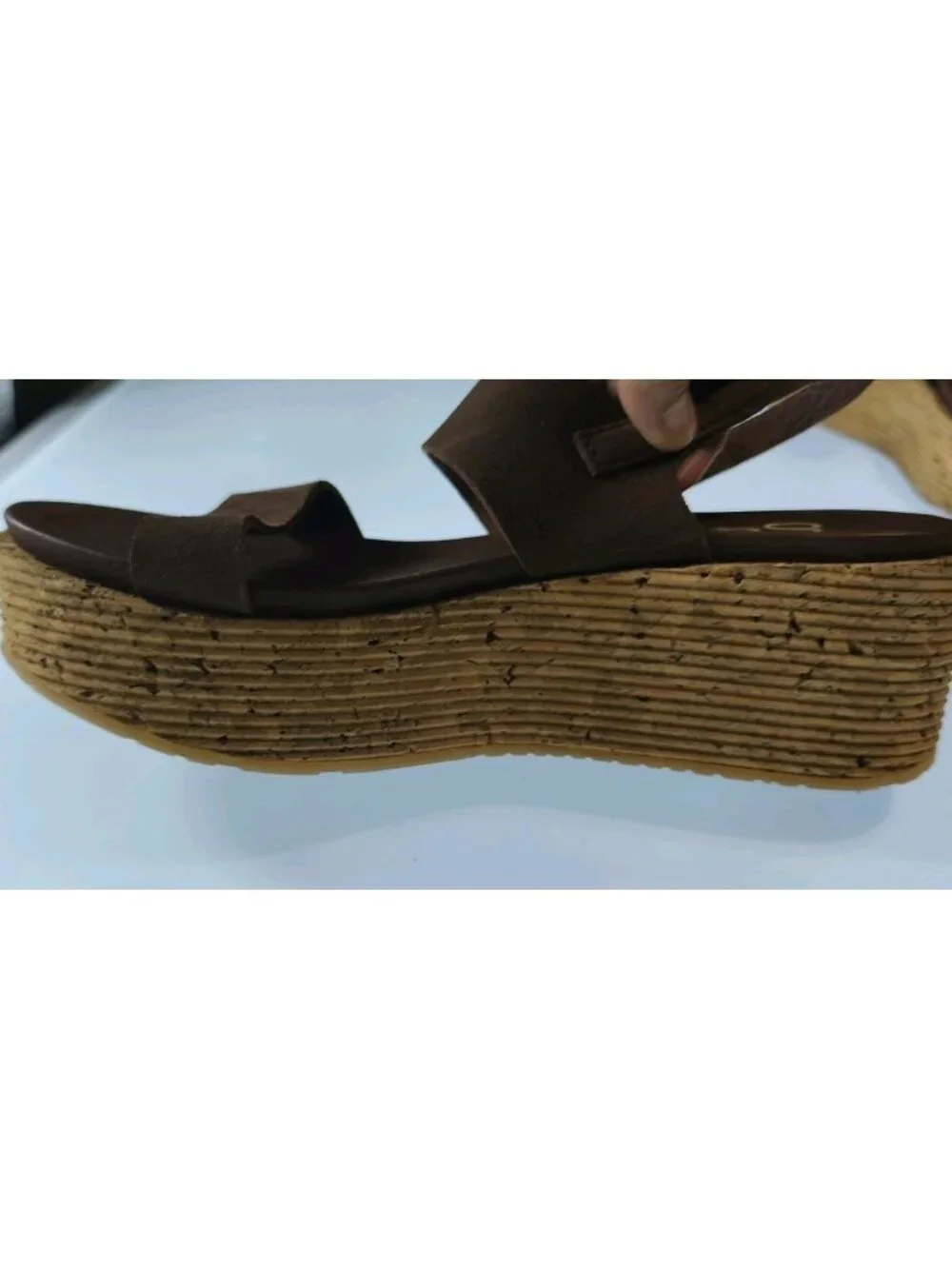 Pedro Garcia Noira Platform Slingback Sandal Suede Cork Wedge EU40 US9.5 Brown